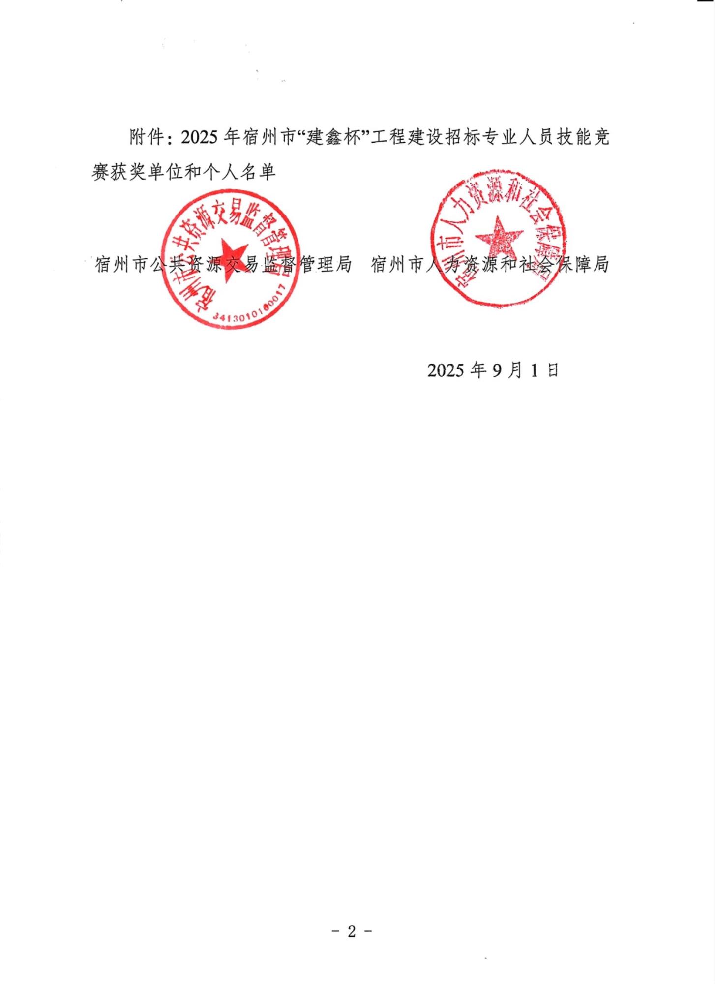 关于2025年宿州市“建鑫杯”工程建设招标专业人员技能竞赛获奖单位和个人的通报_02.jpg